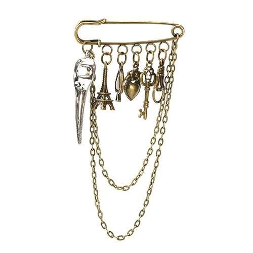 CAMDOM Steampunk Gothic Brosche Anstecknadel Metall Getriebe Quaste Kette Brosche Pin für Frauen Männer Ehemann Geschenke, Einheitsgröße, Metall von CAMDOM