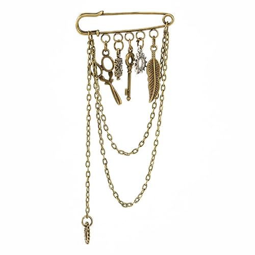 CAMDOM Steampunk Gothic Brosche Anstecknadel Metall Getriebe Quaste Kette Brosche Pin für Frauen Männer Ehemann Geschenke, Einheitsgröße, Metall von CAMDOM