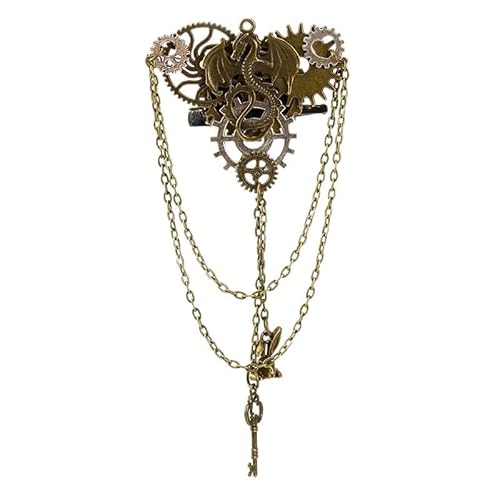 CAMDOM Steampunk Gothic Brosche Anstecknadel Metall Getriebe Quaste Kette Brosche Pin für Frauen Männer Ehemann Geschenke, Einheitsgröße, Metall von CAMDOM