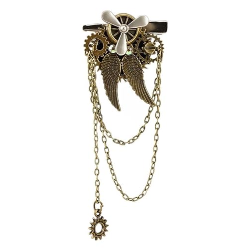 CAMDOM Steampunk Gothic Brosche Anstecknadel Metall Getriebe Quaste Kette Brosche Pin für Frauen Männer Ehemann Geschenke, Einheitsgröße, Metall von CAMDOM