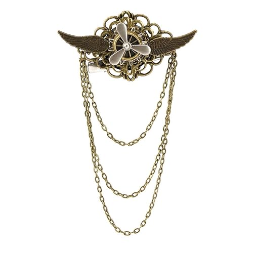 CAMDOM Steampunk Gothic Brosche Anstecknadel Metall Getriebe Quaste Kette Brosche Pin für Frauen Männer Ehemann Geschenke, Einheitsgröße, Metall von CAMDOM