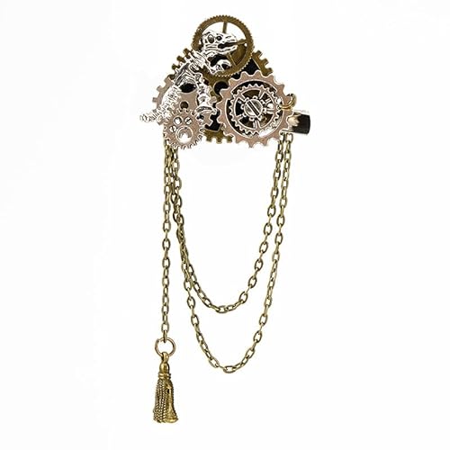 CAMDOM Steampunk Gothic Brosche Anstecknadel Metall Getriebe Quaste Kette Brosche Pin für Frauen Männer Ehemann Geschenke, Einheitsgröße, Metall von CAMDOM
