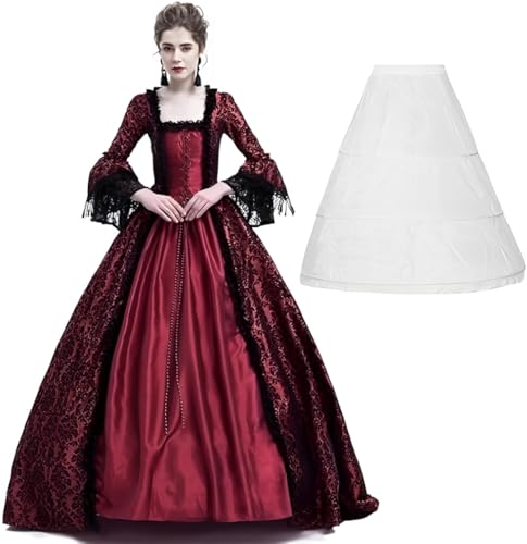 CAMDOM Viktorianische Kleider für Frauen Vintage Court Maskerade Kleid Mittelalter Gothic Lolita Party Swinging Abendkleid mit Petticoat von CAMDOM