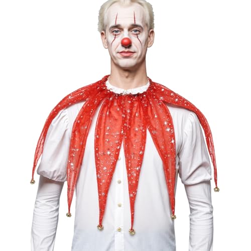 CAMDOM Viktorianischer Netzkragen für Erwachsene Spitzer Mesh Clown Kragen mit Glöckchen Karnevalskostüme Halskrause Zubehör für Halloween von CAMDOM