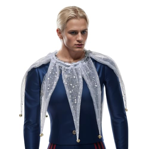 CAMDOM Viktorianischer Netzkragen für Erwachsene Spitzer Mesh Clown Kragen mit Glöckchen Karnevalskostüme Halskrause Zubehör für Halloween von CAMDOM