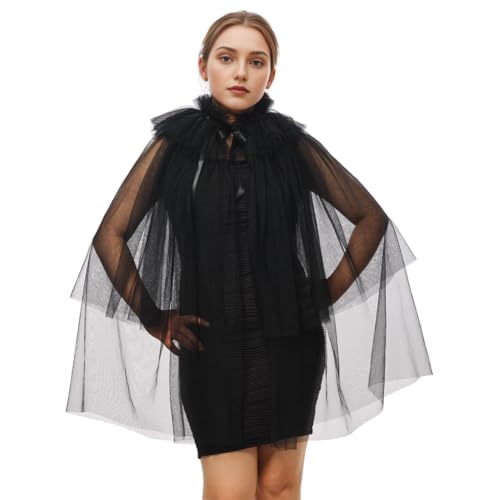 CAMDOM Viktorianischer Tüll Rüschen Kragen Renaissance Elizabethanischer Hals Tüll Umhang von CAMDOM