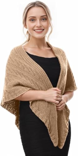 CAMDOM Warmer Winterschal Damen Mittelalterlich Vintage Gestrickt Gemütlich Wickelschal Geschenk Muttertag Handmade Strickwaren Winter Accessoires Damenmode Schal Umhang Dreieckstuch von CAMDOM