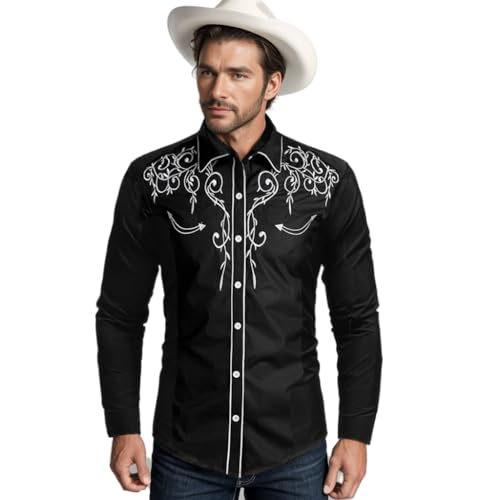 Herren Urban Casual Shirts Slim Langarm Kleid Shirts Baumwolle Leinen Button Down Business Shirts, Schwarz , M von CAMDOM