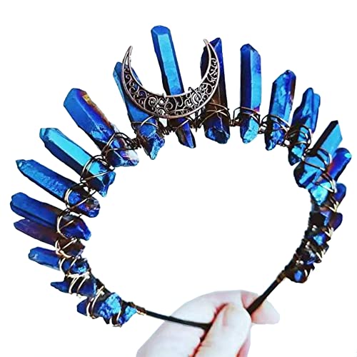Natürliche Kristall Stein Mond Haar Hoop Göttin Krone Vintage Persönlichkeit Rohquarz Handgemachte Tiara von CAMDOM