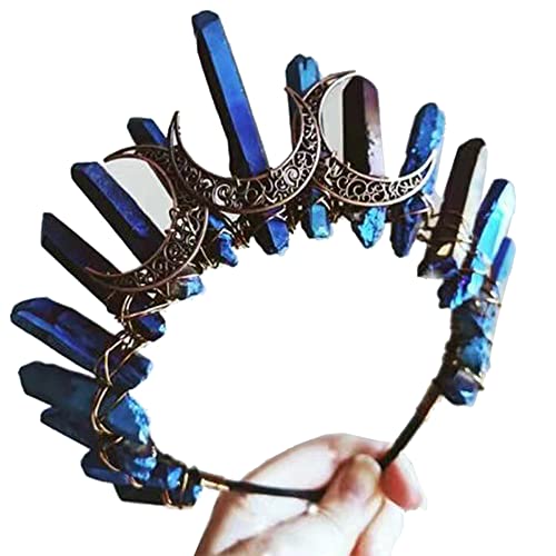 Natürliche Kristall Stein Mond Haar Hoop Göttin Krone Vintage Persönlichkeit Rohquarz Handgemachte Tiara von CAMDOM