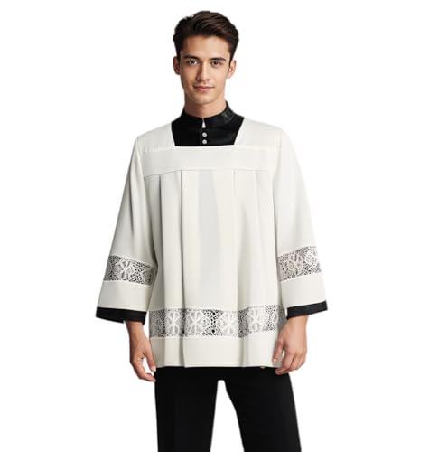 Priester Vestments ALB Chor Robe katholische Erwachsene Spitze Surplice Weste Kirche Kleidung, weiß, S von CAMDOM