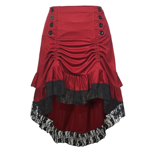CAMDOM Viktorianischer Steampunk Rock für Damen Renaissance Mittelalter Maxirock Hohe Taille A-Linien Rüschen Lang Rock Gothic Vintage Cosplay Kostüm für Halloween und Karneval CAMDOM Viktorianischer Steampunk Rock für Damen Renaissance Mittelalter Maxirock Hohe Taille A-Linien Rüschen Lang Rock Gothic Vintage Cosplay Kostüm für Halloween und Karneval von CAMDOM