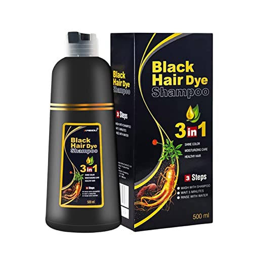 500 Ml Natürlicher Schwarzes Haar Shampoo Langlebig Schwarzes Haarfärbemittel Shampoo Haarfärbeshampoo Für Männer & Frauen Semi-permanente Schwarze Haarfarbe, Weißes Bis Schwarzes Shampoo (Schwarz) von CAMEIRGOU
