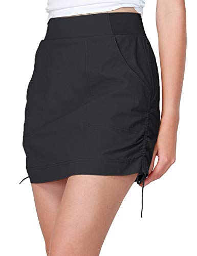 CAMEL CROWN Damen Casual Skort Rock Bauchkontrolle UV-Schutz schnell trocknend Golf Rock mit Taschen - Schwarz - Groß von CAMEL CROWN