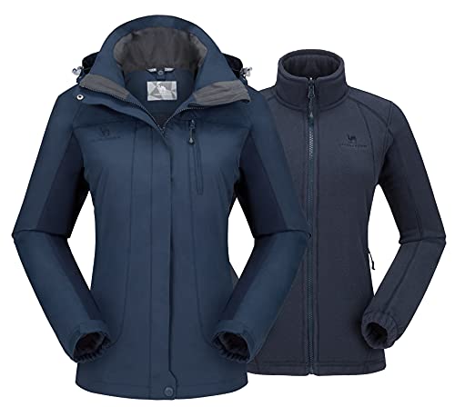 CAMEL CROWN Damen Skijacke Wasserdicht 3 in 1 Winterjacke Winddicht Warm Fleece Kapuze Snowboard Berg Schneemantel, Tiefes Blau, L CAMEL CROWN Damen Skijacke Wasserdicht 3 in 1 Winterjacke Winddicht Warm Fleece Kapuze Snowboard Berg Schneemantel, Tiefes Blau, L von CAMEL CROWN