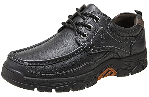 CAMEL CROWN Herren Freizeitschuhe Loafers Bequeme Wanderschuhe Oxford für Arbeit Kleid Reisen Schnürung, Schwarz 4050, 45 EU von CAMEL CROWN