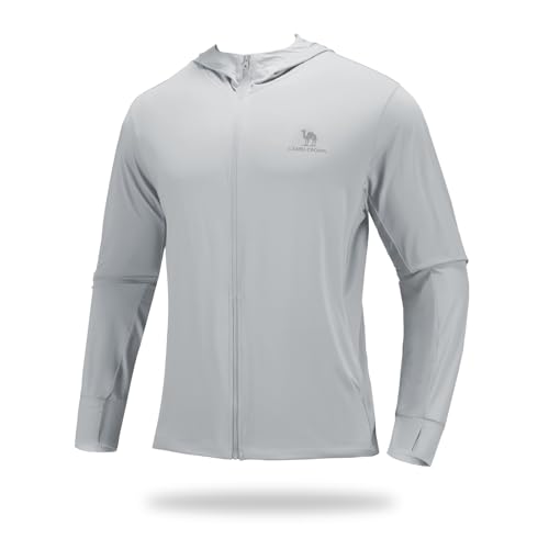 CAMEL CROWN Herren LSF 50+ Langarm-Shirt mit durchgehendem Reißverschluss, LSF, UV-Schutzjacke, Sonnenschutz-Shirts, Rashguard, GRAU, Mittel von CAMEL CROWN
