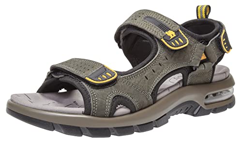 CAMEL CROWN Herren Leder Sandalen für Wandern Walking Strand Treads Wasser Athletic Outdoor mit Premium Luftkissen | Wasserdicht, Dunkelgrün-0157, 44.5 EU von CAMEL CROWN