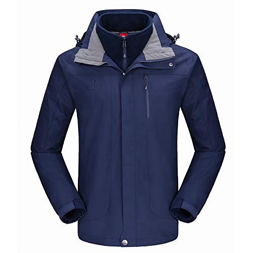 CAMEL CROWN Herren Skijacke 3 in 1 Wasserdicht Winterjacke Schneejacke Winddicht Kapuze mit Innen Warm Fleece Mantel, Dunkelblau, 3XL CAMEL CROWN Herren Skijacke 3 in 1 Wasserdicht Winterjacke Schneejacke Winddicht Kapuze mit Innen Warm Fleece Mantel, Dunkelblau, 3XL von CAMEL CROWN