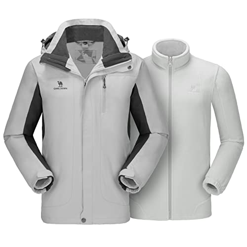 CAMEL CROWN Herren Skijacke 3 in 1 Wasserdicht Winterjacke Schneejacke Winddicht Kapuze mit Innen Warm Fleece Mantel, silbergrau, X-Large CAMEL CROWN Herren Skijacke 3 in 1 Wasserdicht Winterjacke Schneejacke Winddicht Kapuze mit Innen Warm Fleece Mantel, silbergrau, X-Large von CAMEL CROWN