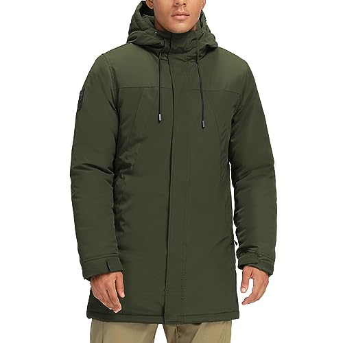 CAMELSPORTS Herren Wintermäntel Lange Warme Jacke mit Kapuze Lässig Gesteppt Puffer Parka Winddichte Jacken, Neugrün, Small von CAMELSPORTS