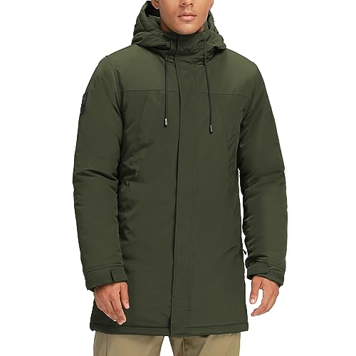 CAMELSPORTS Herren-Wintermantel, lange, warme Jacke mit Kapuze, lässiger gesteppter Puffer-Parka, winddichte Jacken, 103-Grün, XX-Large von CAMELSPORTS