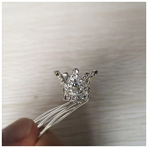 Haarklammer Nette Kristall Prinzessin Party Crown Tiara Haarnadelclip Silber Überzogene Damen Haarschmuck Haarklammer Groß(Model 6) von CAMEMO