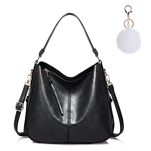 Tasche Damen Groß, Faux Leder Shopper Handtasche Damen Gross Handtasche Damen Umhängetasche Retro Damen mit Abnehmbar Schulterriemen Umhängetasche für Damen Laptoptasche Anti-Wasser (Schwarz-LS) von Camilife