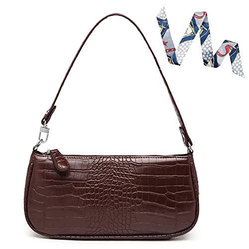 Camilife Handtasche Damen Vintage, Umhängetasche mit Schickem Krokoprägung-Druck, Kleine Umhängetasche Damen,Damen Schultertasche,Frau Vintage Shoulder Mini Bag von Camilife