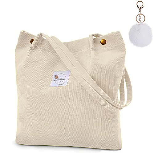 Camilife Verdicken Cord Tasche Damen Umhängetasche mit Magnetverschluss,Shopper Damen Cord Tote Bag Handtasche Schultertaschen für Arbeit Büro Reisen Einkaufen Schule und Alltag von Camilife