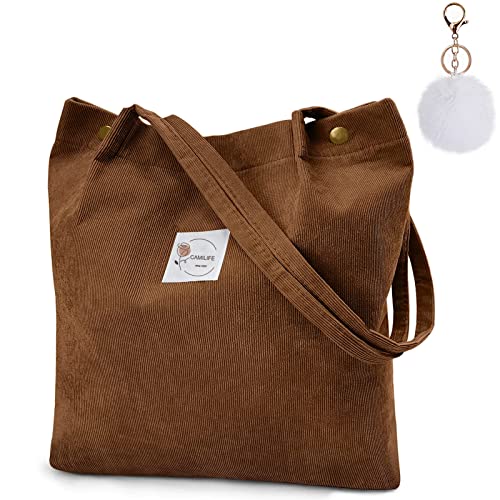 Camilife Verdicken Cord Tasche Damen Umhängetasche mit Magnetverschluss,Shopper Damen Cord Tote Bag Handtasche Schultertaschen für Arbeit Büro Reisen Einkaufen Schule und Alltag von Camilife