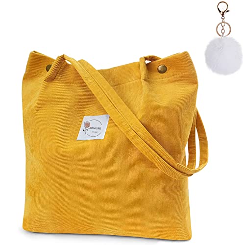 Camilife Verdicken Cord Tasche Damen Umhängetasche mit Magnetverschluss,Shopper Damen Cord Tote Bag Handtasche Schultertaschen für Arbeit Büro Reisen Einkaufen Schule und Alltag von Camilife