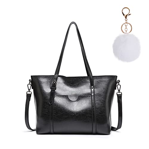 Tasche Damen Groß, Faux Leder Shopper Handtasche Damen Gross Handtasche Damen Umhängetasche Retro Damen mit Abnehmbar Schulterriemen Umhängetasche für Damen Laptoptasche Anti-Wasser (Schwarz) von Camilife