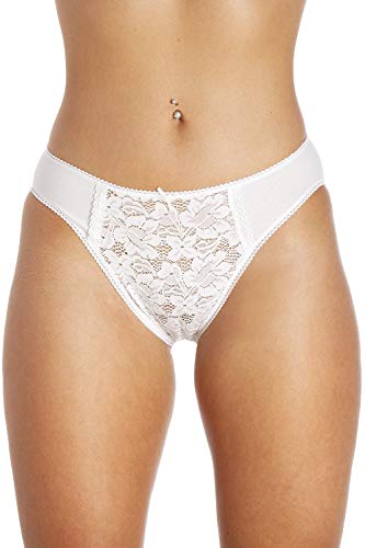 Camille Damen 3 Pack Spitze Vorne Hi-Bein Slips 40 White von Camille