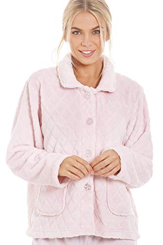 Camille Damen Supersoft Button Front Diamond Print Bettjacke 50-52 Diamond Pink von Camille