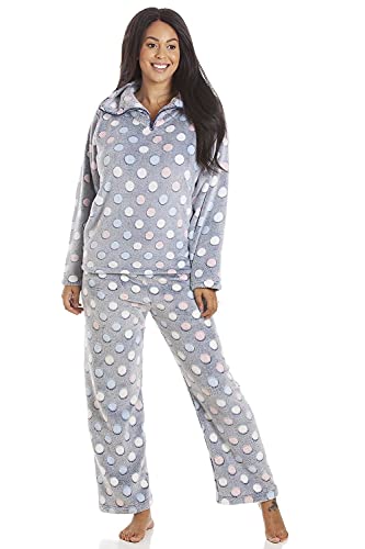 CAMILLE Damen Mehrfarbiger Spotprint Superweicher Grauer Pyjama Set 42-44 Grey Spot von Camille