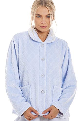 Camille Damen Supersoft Button Front Diamond Print Bettjacke 50-52 Diamond Blue von Camille