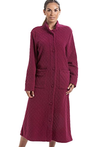 Camille Damen Weiches Fleece Florale Durchlänge Button Up Hausmäntel 48-50 Red von Camille