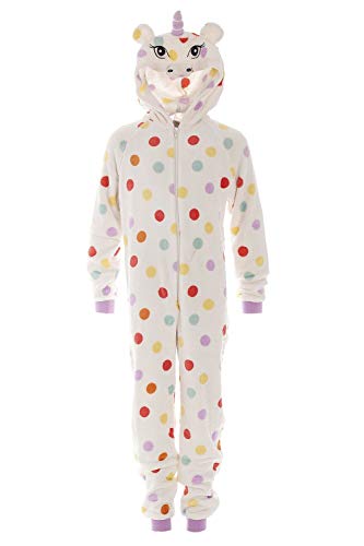 CAMILLE Kinder Charakter Print Soft Snuggle Fleece Zip Up Onesies für Mädchen und Jungen, Polka Dot, 6-8 Jahre von Camille