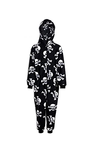 Camille Kinder Totenkopf Print Onesie Pyjama Sets 9-11 Years Black White Skull von Camille