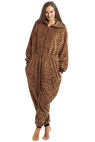 CAMILLE Weiche Fleece-Onesies mit Animal-Print Womens 42/44 Caramel Leopard von Camille