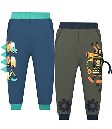 CAMLAKEE 2er Pack Kinder Jungen Jogginghose Bagger Baumwolle Kleinkind Sweathose Sporthose Jogger Hose Stil 11 DE: 104-110 (Herstellergröße 5) von CAMLAKEE