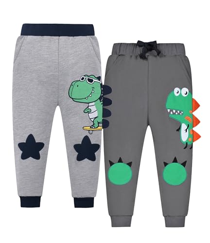 CAMLAKEE 2er Pack Kinder Jungen Jogginghose Bagger Baumwolle Kleinkind Sweathose Sporthose Jogger Hose Stil 13 DE: 98-104 (Herstellergröße 110) von CAMLAKEE