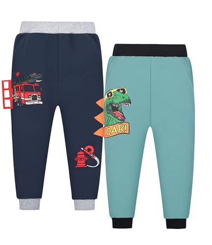 CAMLAKEE 2er Pack Kinder Jungen Jogginghose Bagger Baumwolle Kleinkind Sweathose Sporthose Jogger Hose Stil 14 DE: 104-110 (Herstellergröße 120) von CAMLAKEE