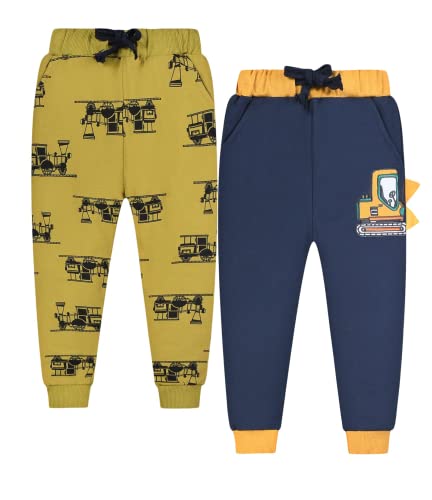 CAMLAKEE 2er Pack Kinder Jungen Jogginghose Bagger Baumwolle Kleinkind Sweathose Sporthose Jogger Hose Stil 4 DE: 116-122 (Herstellergröße 7) von CAMLAKEE