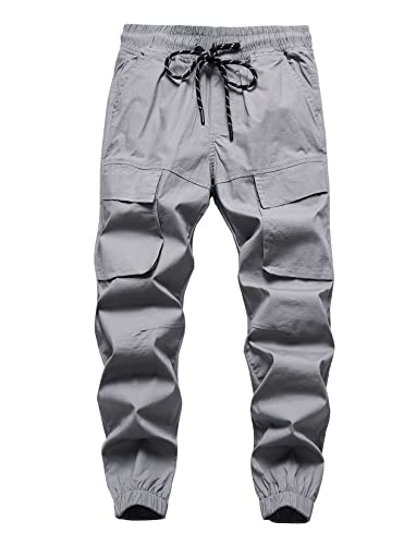 CAMLAKEE Jungen Cargo Hosen Jungs Jogginghose Slim Fit Kinder Cargohose Joggers mit Elastische Taille Grau DE:152-158 (Herstellergröße 160) von CAMLAKEE