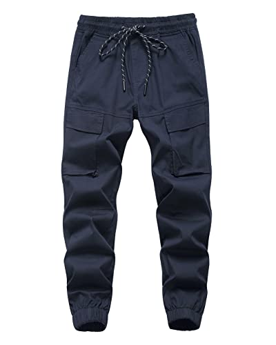 CAMLAKEE Jungen Cargo Hosen Jungs Jogginghose Slim Fit Kinder Cargohose Joggers mit Elastische Taille Marine DE:134-140 (Herstellergröße 140) von CAMLAKEE