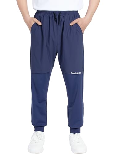 CAMLAKEE Jungen Trainingshose Kinder Sporthose Fußballhose Jungs Sommerhose Jogger Hosen mit Elastische Taille Blau DE:128-134 (Herstellergröße 130) von CAMLAKEE