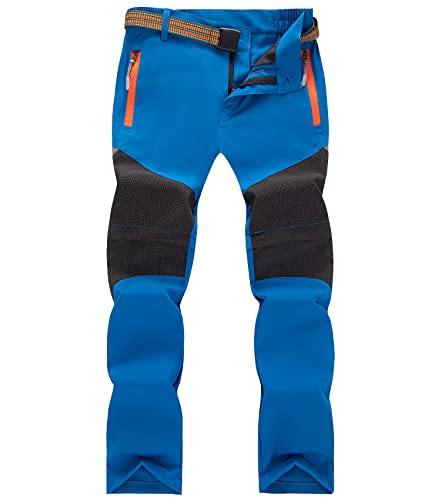 CAMLAKEE Jungen Wanderhose Trekkinghose Kinder Zip Off Hose Atmungsaktiv 2-in-1 Jungs Funktionshose Sommer Blau DE: 122-128 (Herstellergröße 130) von CAMLAKEE