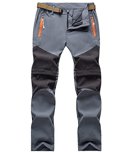 CAMLAKEE Jungen Wanderhose Trekkinghose Kinder Zip Off Hose Atmungsaktiv 2-in-1 Jungs Funktionshose Sommer Grau DE: 104-110 (Herstellergröße 110) von CAMLAKEE